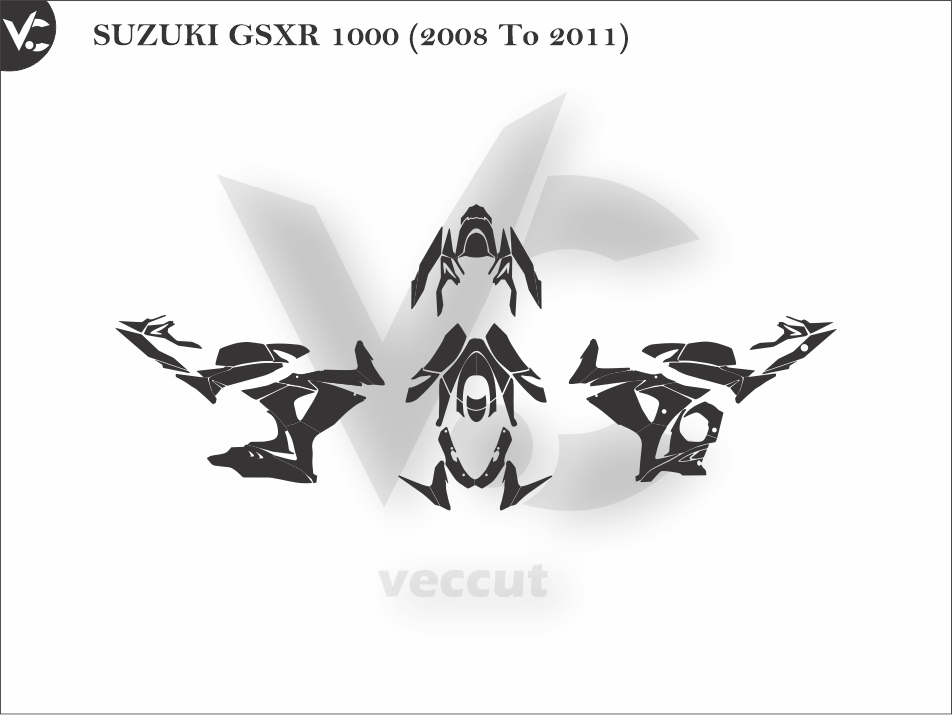 SUZUKI GSXR 1000 (2008 To 2011) Wrap Cutting Template