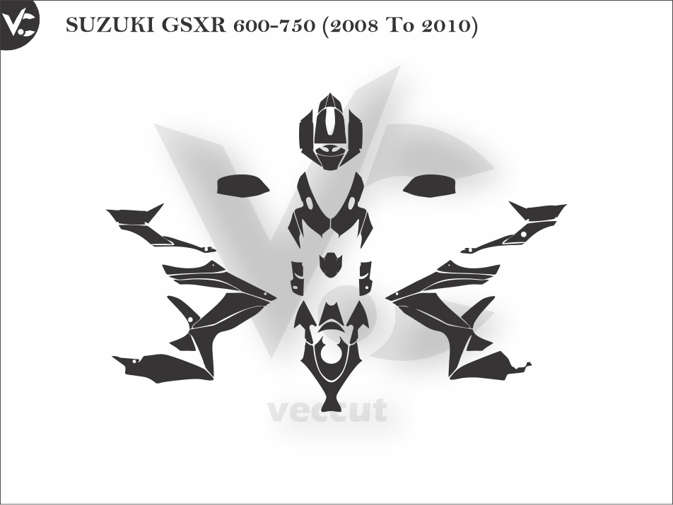 SUZUKI GSXR 600-750 (2008 To 2010) Wrap Cutting Template