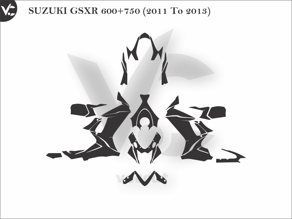 SUZUKI GSXR 600+750 (2011 To 2013) Wrap Cutting Template