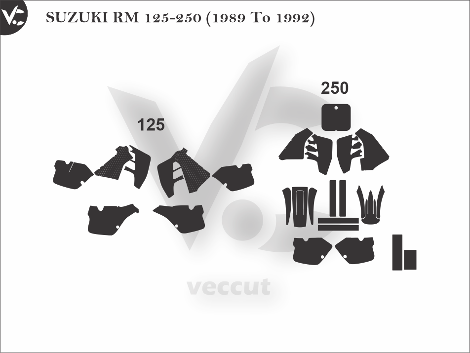 SUZUKI RM 125-250 (1989 To 1992) Wrap Cutting Template