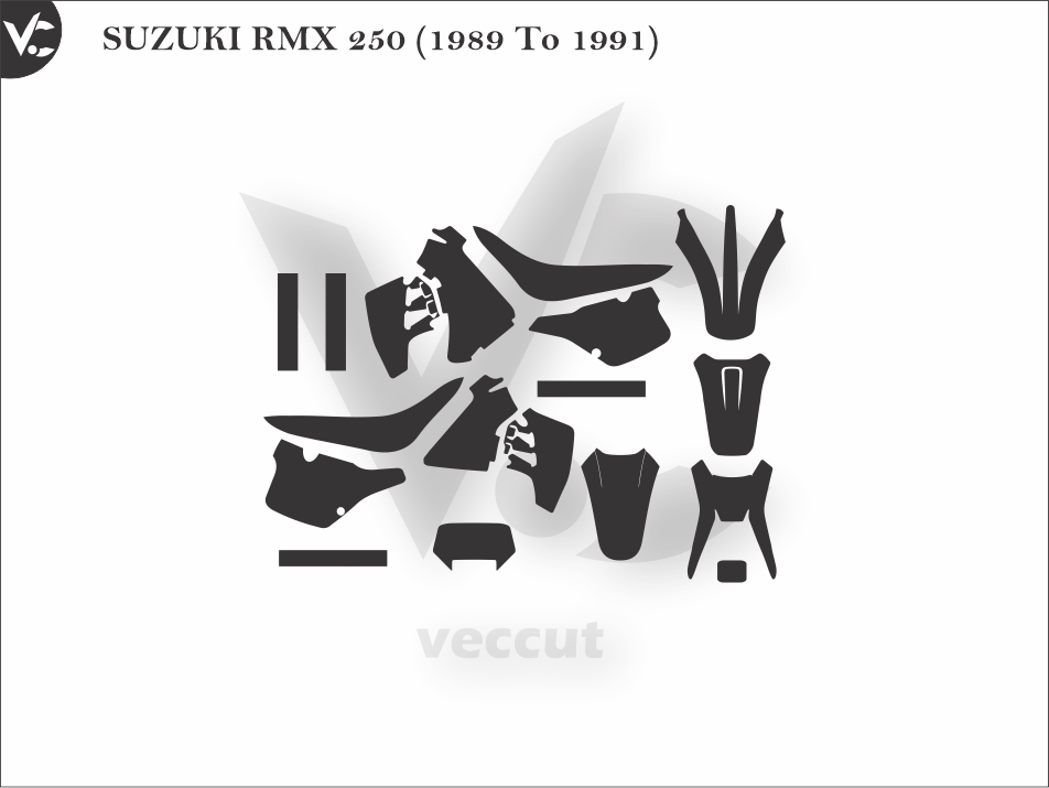 SUZUKI RMX 250 (1989 To 1991) Wrap Cutting Template