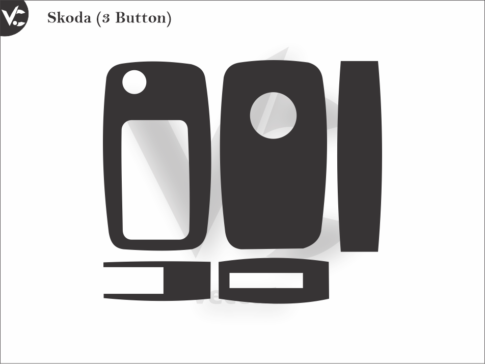 Skoda (3 Button) Car Key Wrap Cutting Template