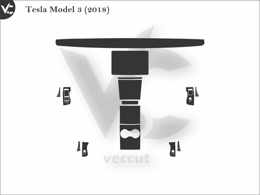 Tesla Model 3 (2018) Wrap Cutting Template