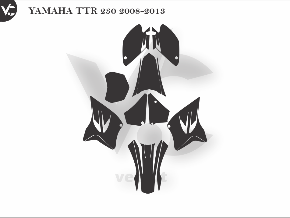 YAMAHA TTR 230 2008-2013 Wrap Cutting Template