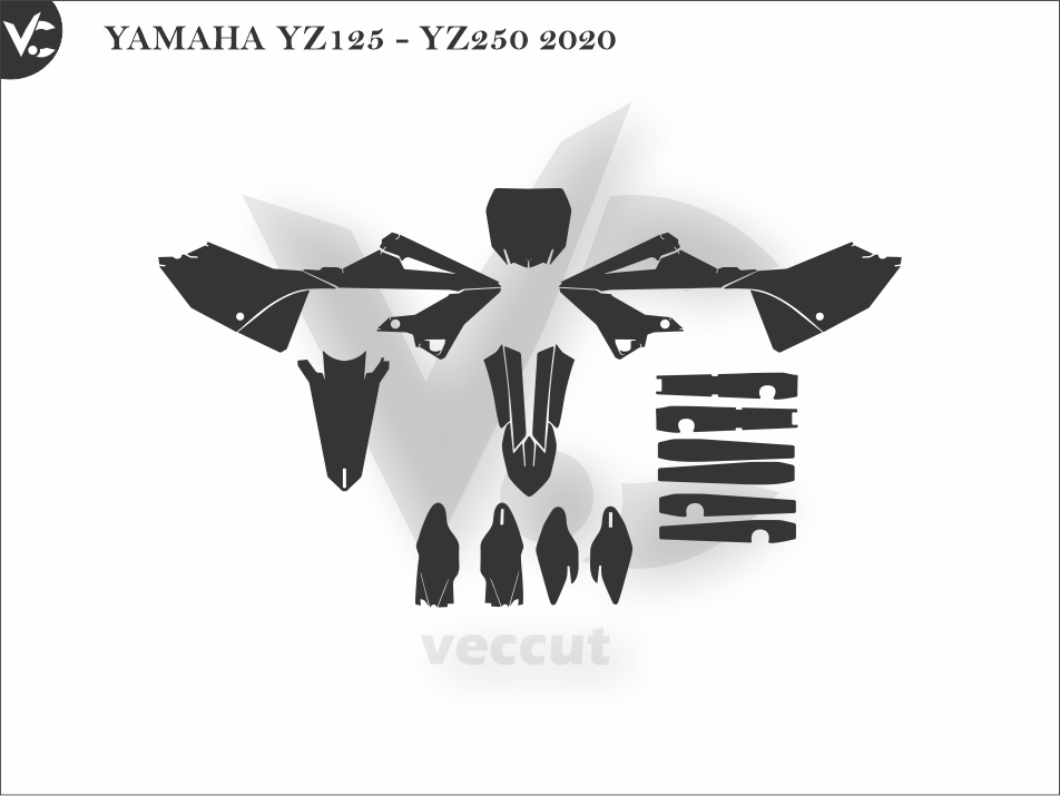 YAMAHA YZ125 - YZ250 2020 Wrap Cutting Template