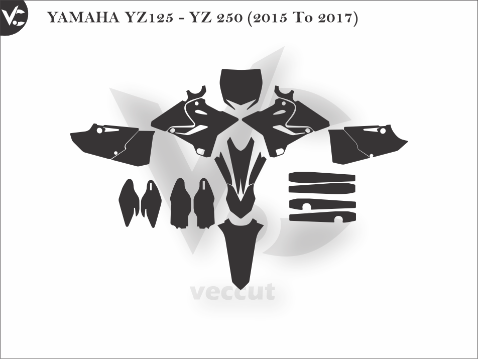 YAMAHA YZ125 - YZ 250 (2015 To 2017) Wrap Cutting Template