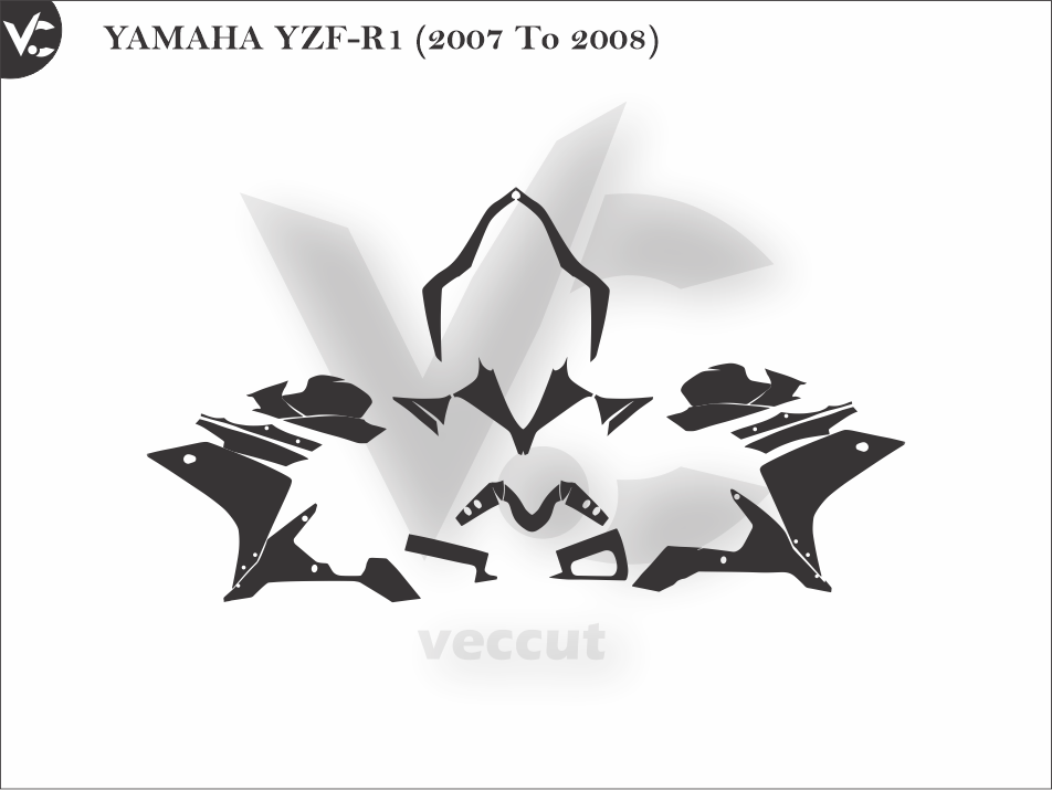 YAMAHA YZF-R1 (2007 To 2008) Wrap Cutting Template