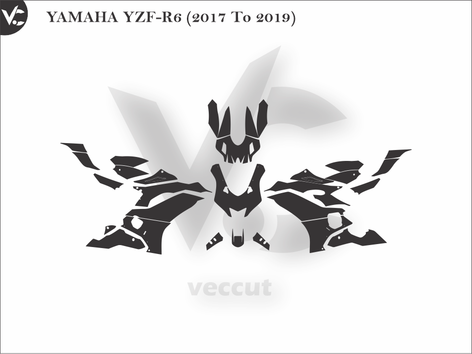 YAMAHA YZF-R6 (2017 To 2019) Wrap Cutting Template
