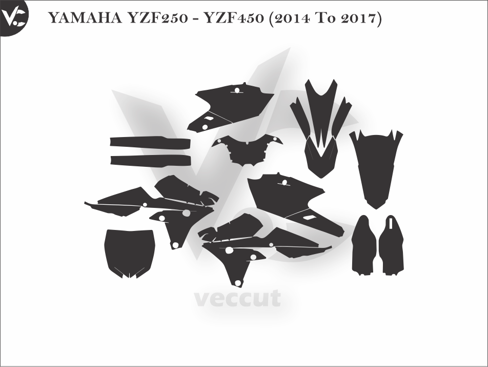 YAMAHA YZF250 - YZF450 (2014 To 2017) Wrap Cutting Template