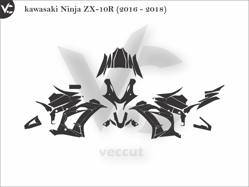 Kawasaki Ninja ZX-10R (2016 - 2018) Wrap Cutting Template