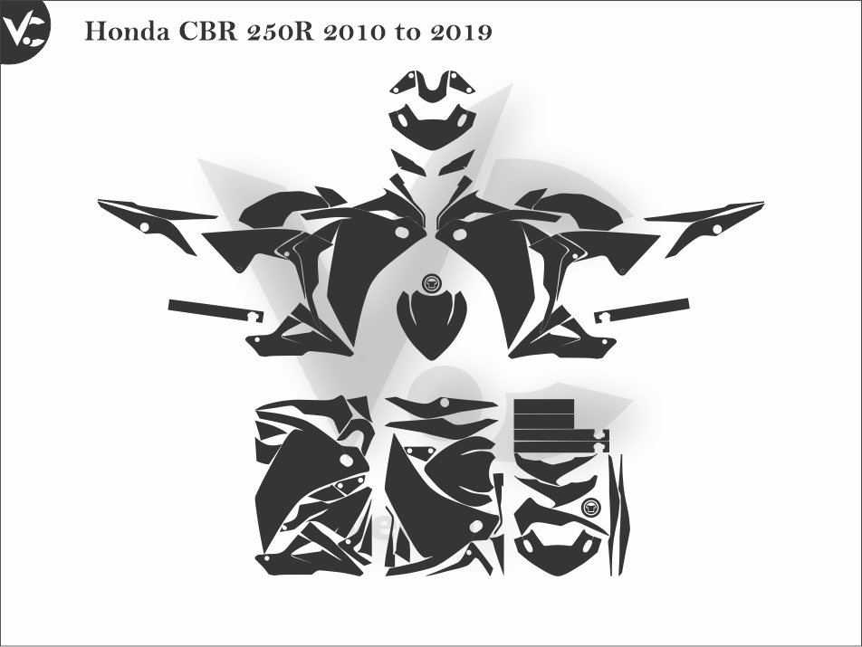Honda CBR 250R 2010 to 2019 Wrap Cutting Template