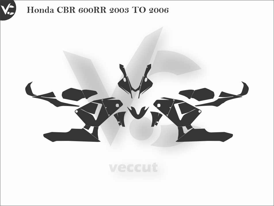 Honda CBR 600RR 2003 TO 2006 Wrap Cutting Template