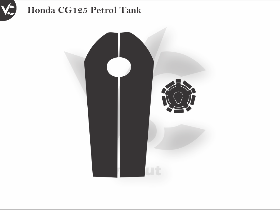 Honda CG125 Petrol Tank Wrap Cutting Template